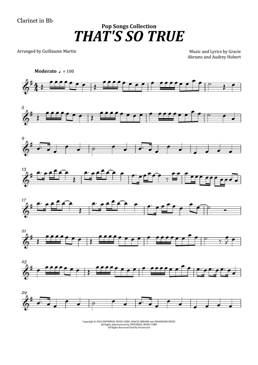That's So True B-Flat Clarinet scores gallery preview page 1