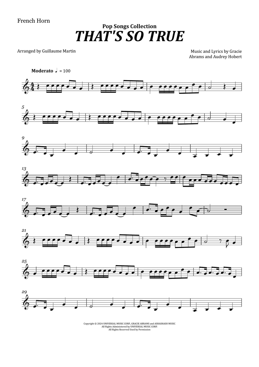 That's So True Horn Solo scores gallery preview page 1