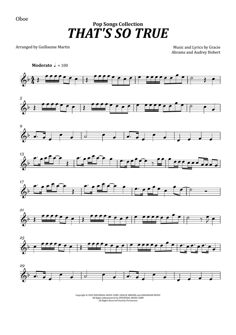 That's So True That's So True Oboe Solo scores gallery preview page 1
