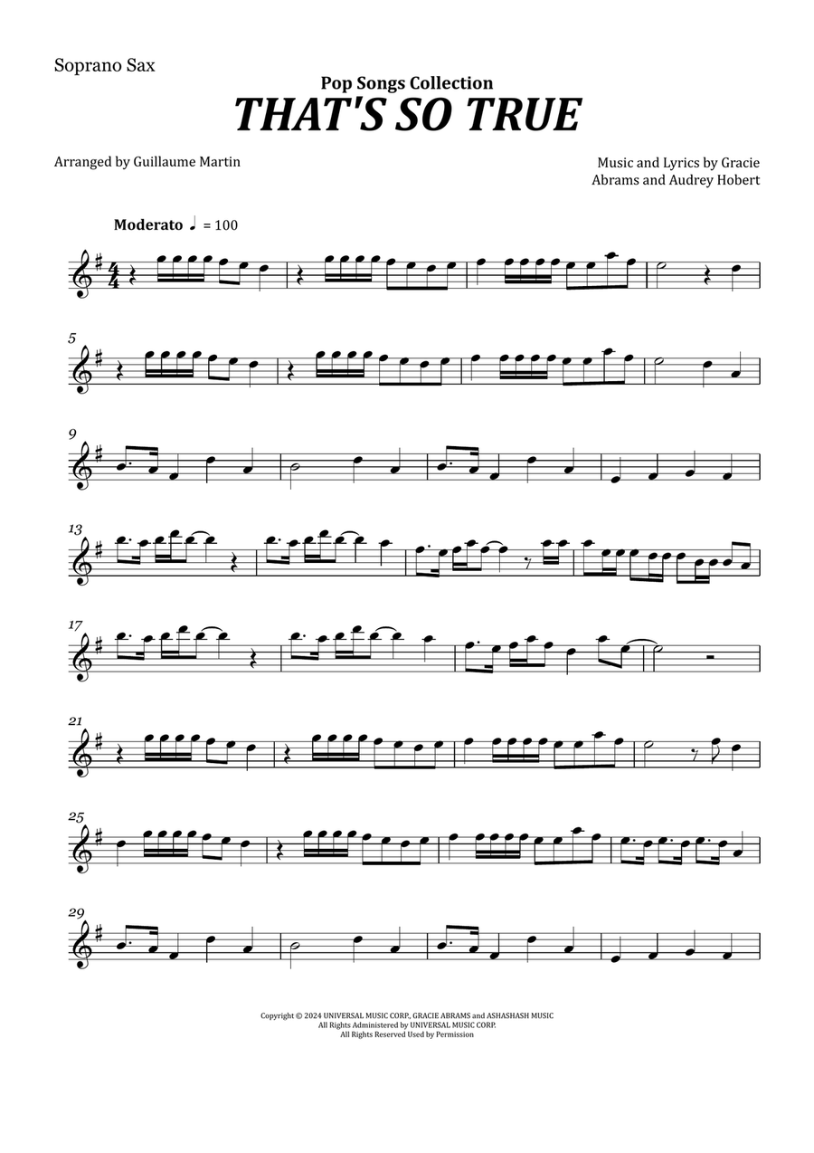 That's So True That's So True Soprano Saxophone scores gallery preview page 1