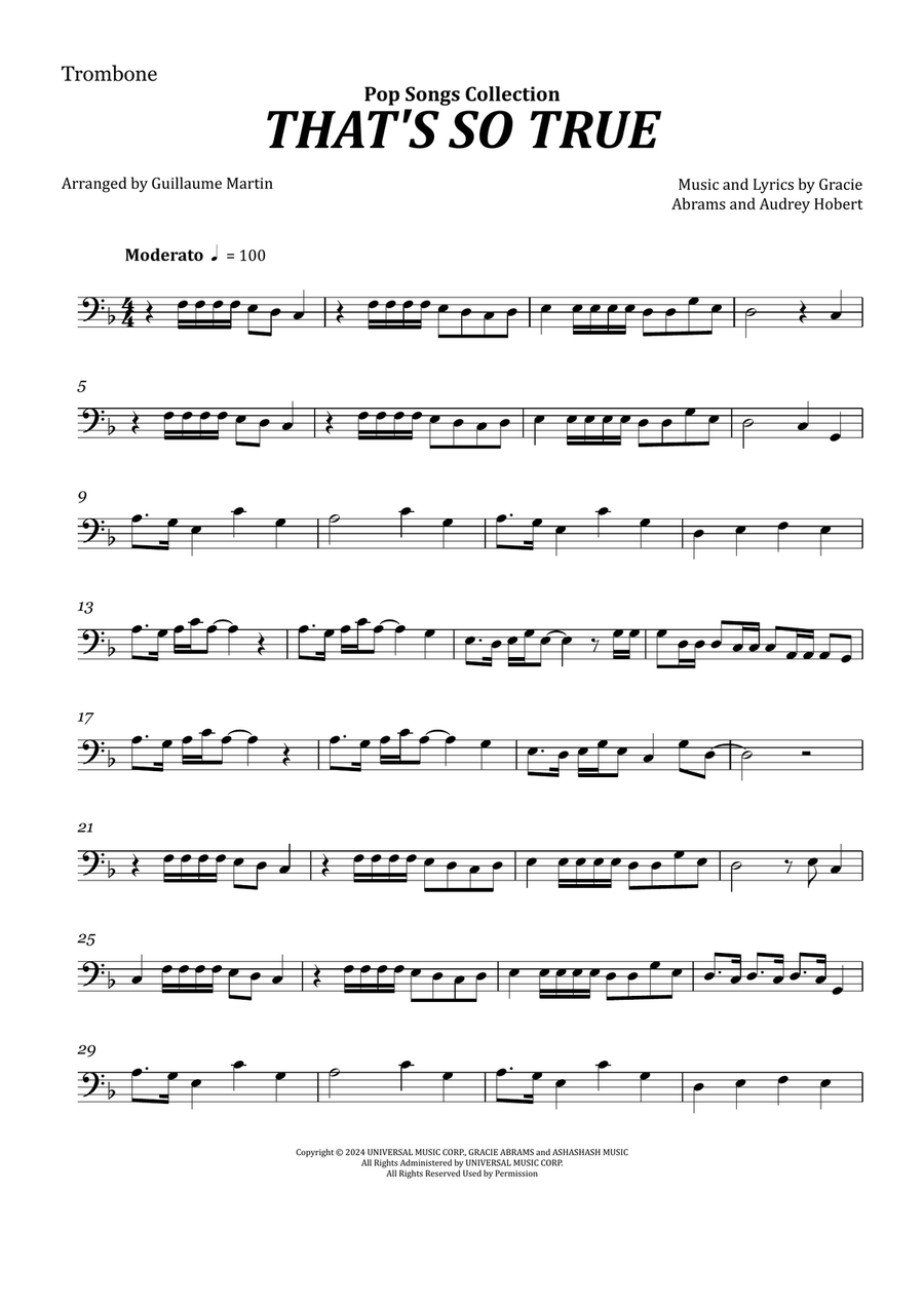 That's So True That's So True Trombone Solo scores gallery preview page 1
