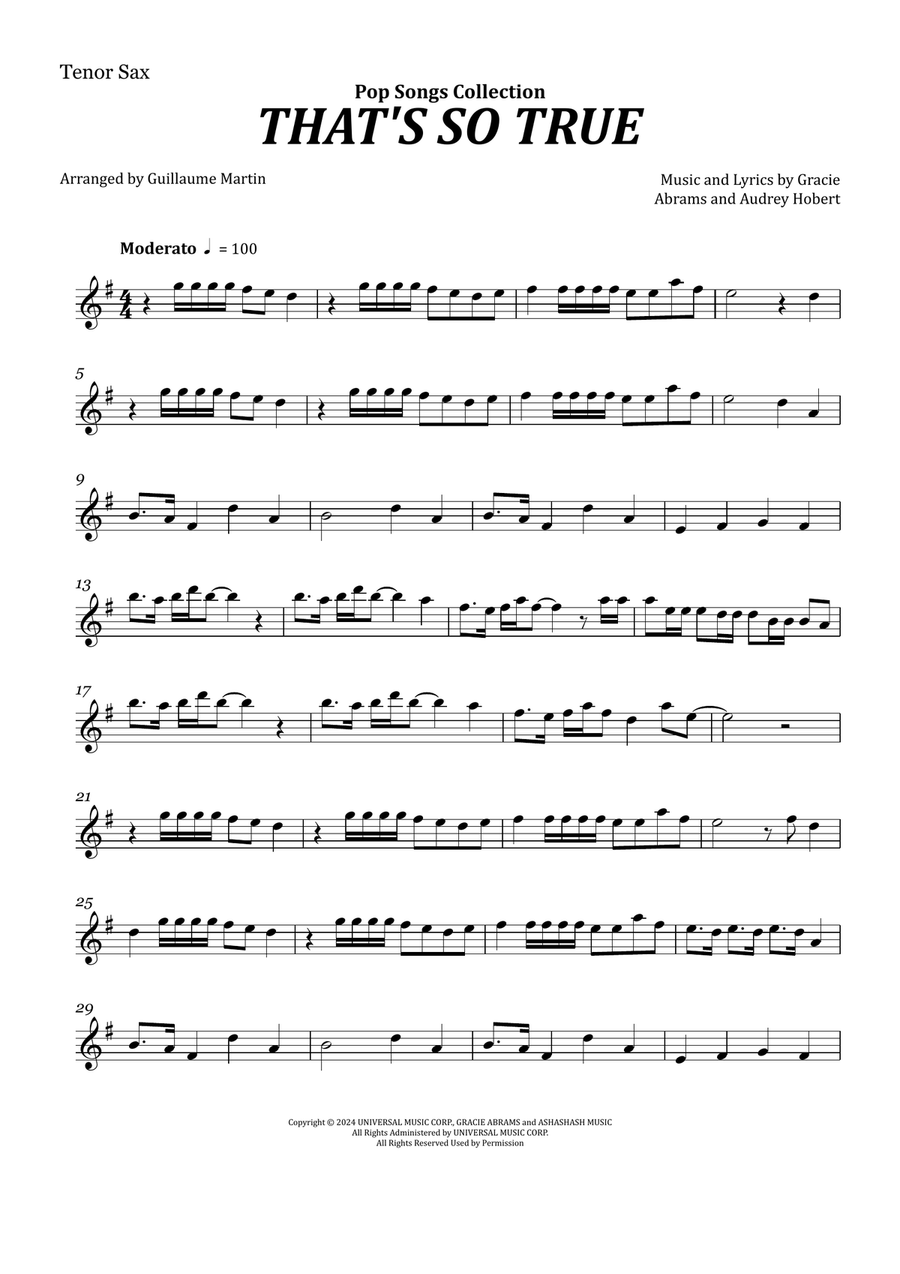 That's So True Tenor Saxophone scores gallery preview page 1