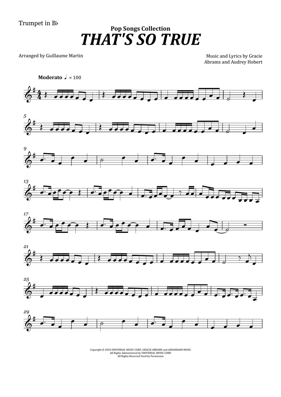 That's So True B-Flat Trumpet scores gallery preview page 1