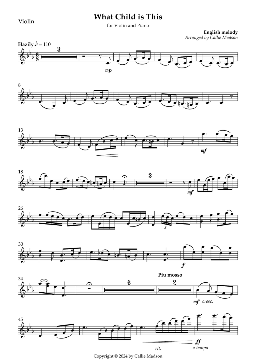What Child Is This? What Child Is This? Violin Solo scores gallery preview page 1