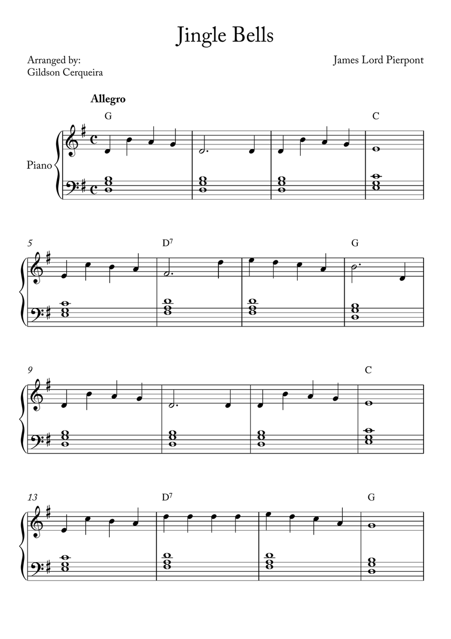 Jingle Bells Piano Solo scores gallery preview page 1