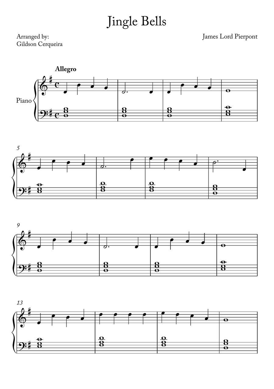 Jingle Bells Piano Solo scores gallery preview page 1