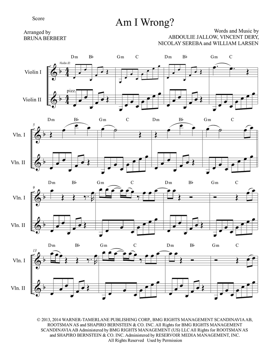 Am I Wrong Am I Wrong String Duet scores gallery preview page 1