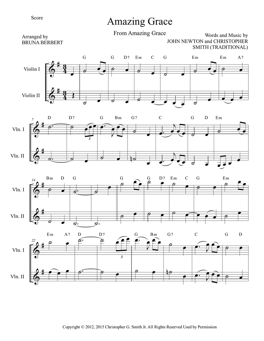 Amazing Grace Amazing Grace String Duet scores gallery preview page 1