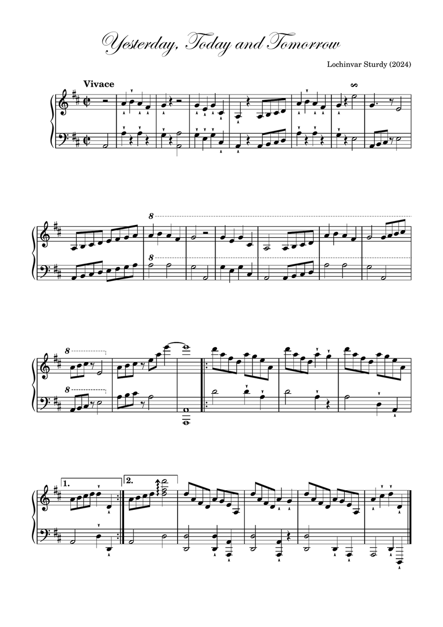 Yesterday, Today and Tomorrow Piano Solo scores gallery preview page 1