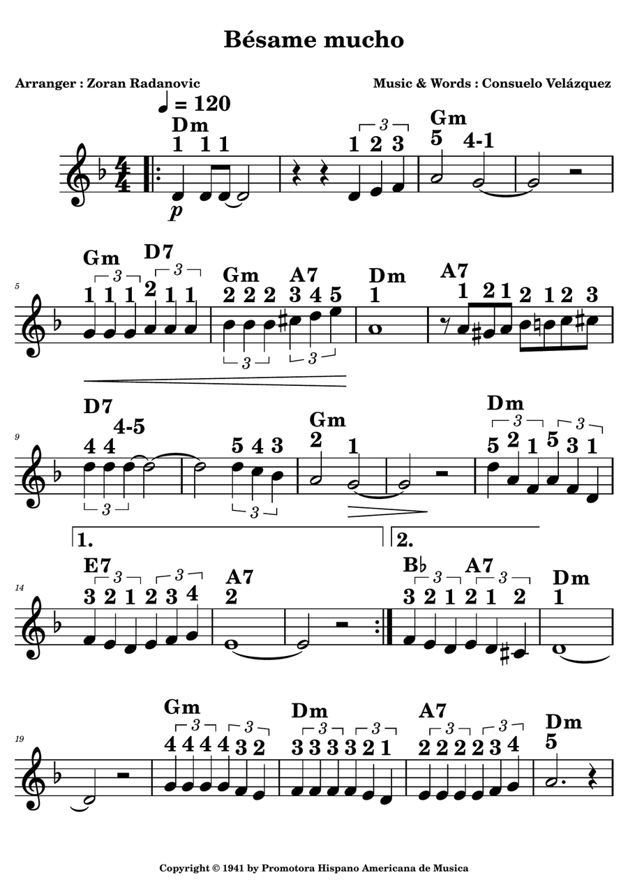 Bésame Mucho Bésame Mucho Piano Solo scores gallery preview page 1