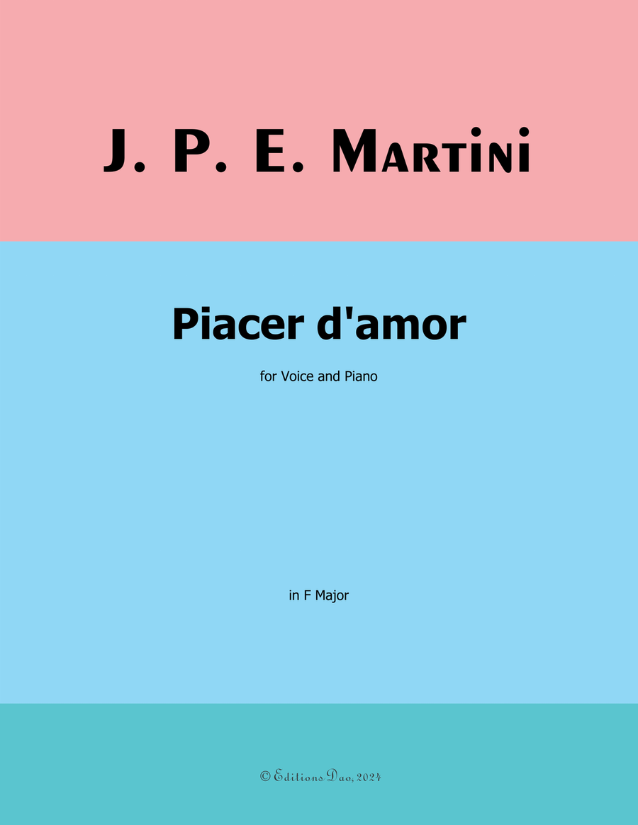 Plaisir d'Amour, by Jean Paul Egide Martini, in F Major Piano, Vocal scores gallery preview page 1