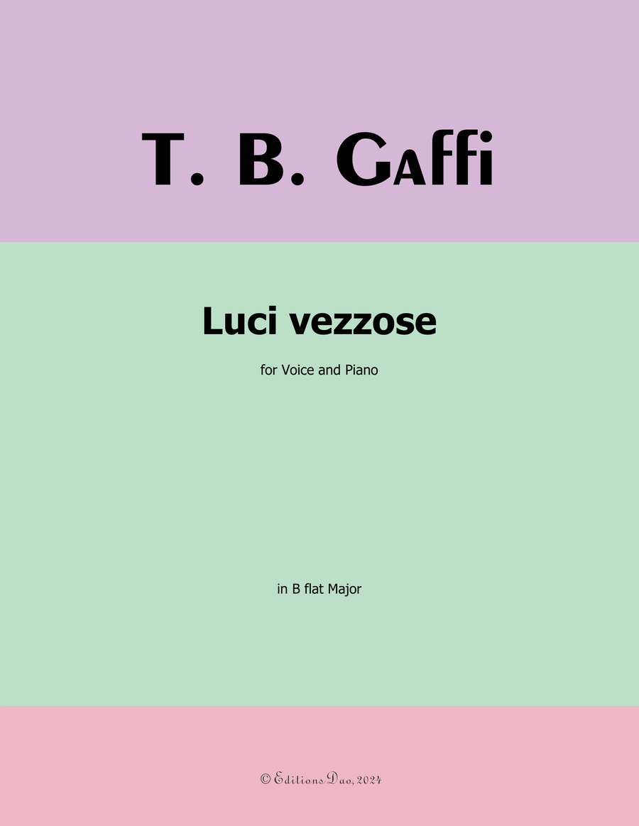 Luci vezzose, by Gaffi Tommaso Bernardo, in B flat Major Piano, Vocal scores gallery preview page 1