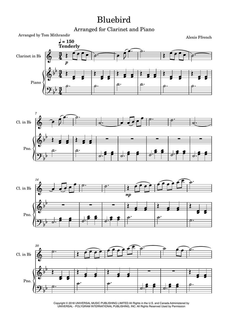 Bluebird Clarinet Solo scores gallery preview page 1