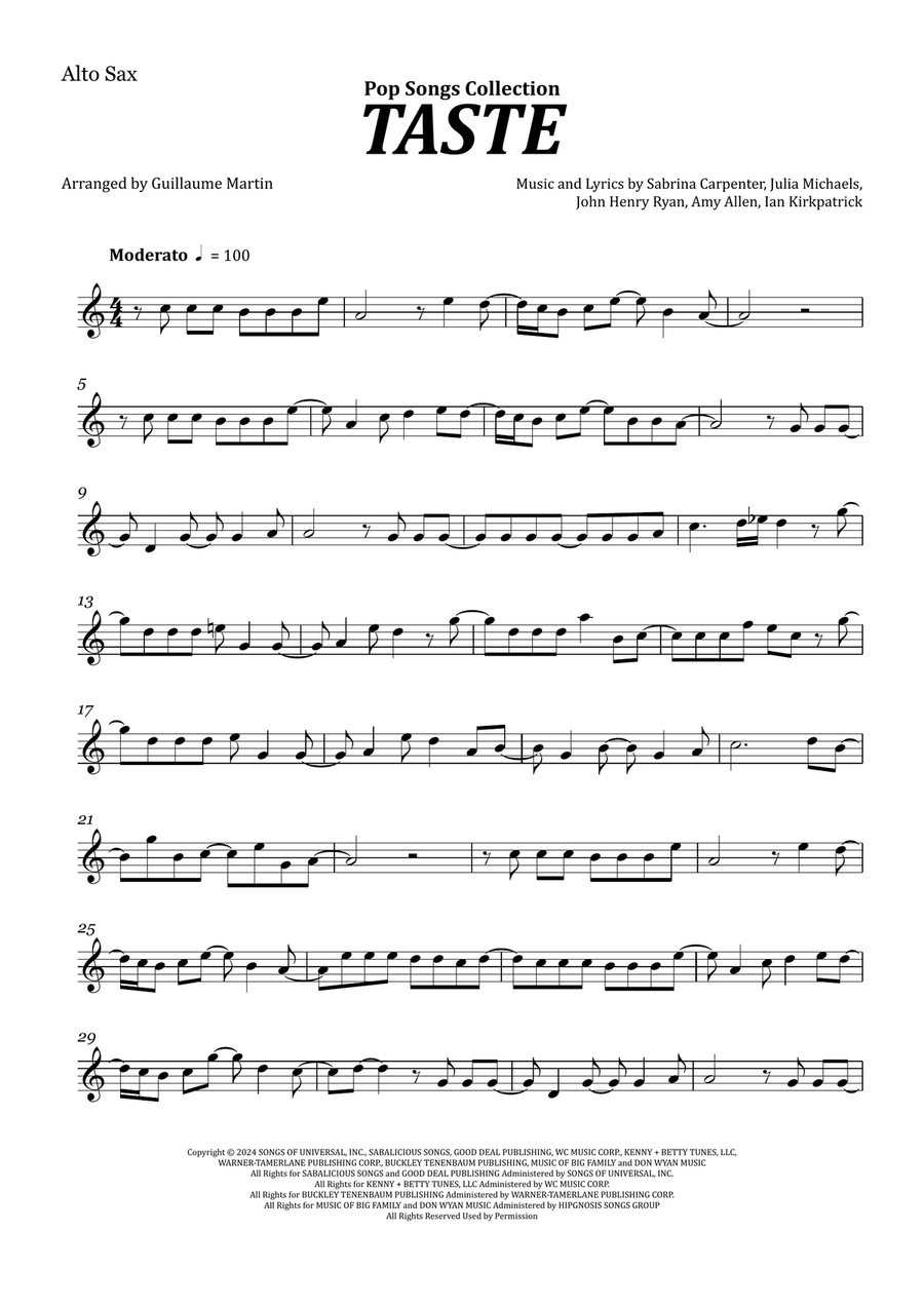 Taste Alto Saxophone scores gallery preview page 1