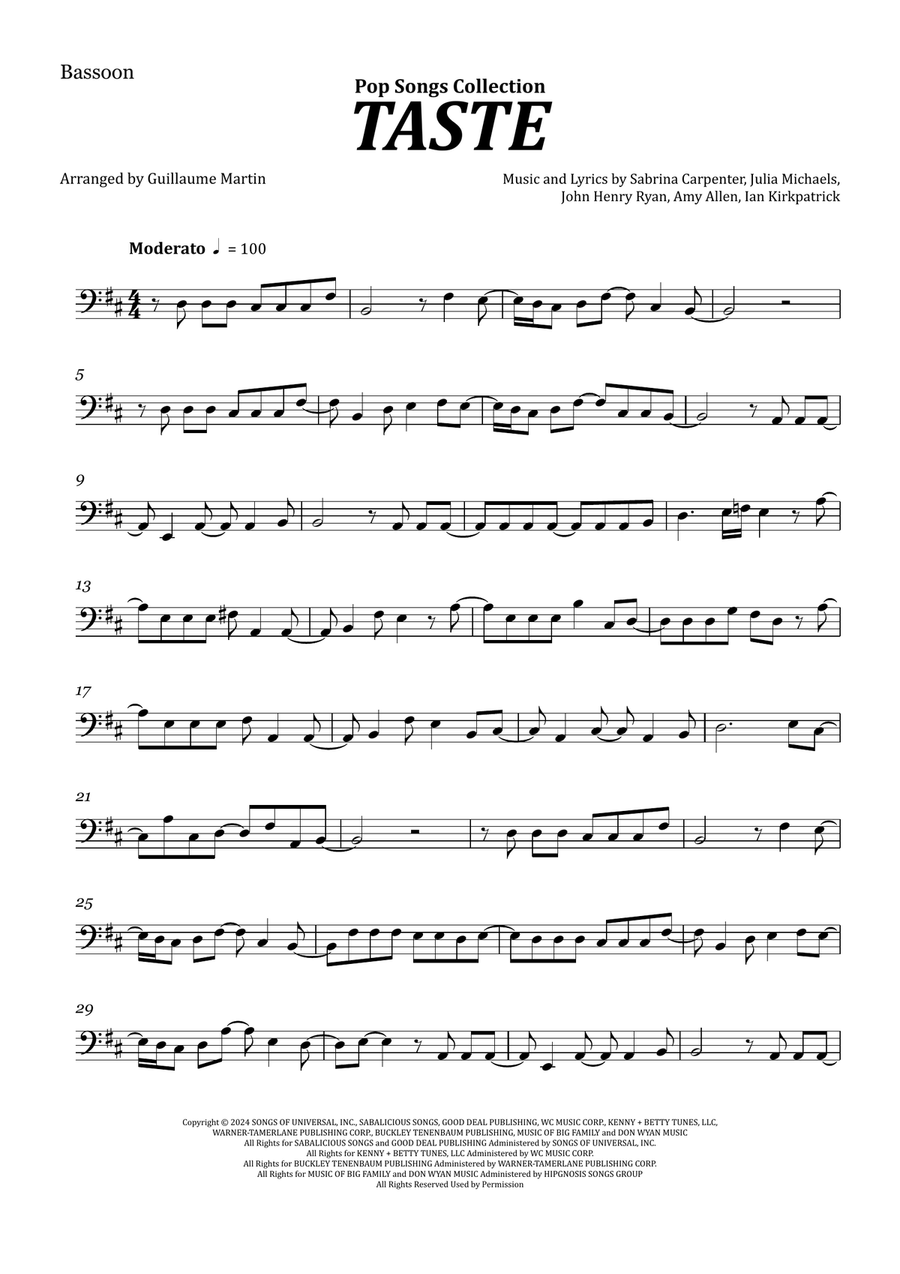 Taste Bassoon Solo scores gallery preview page 1