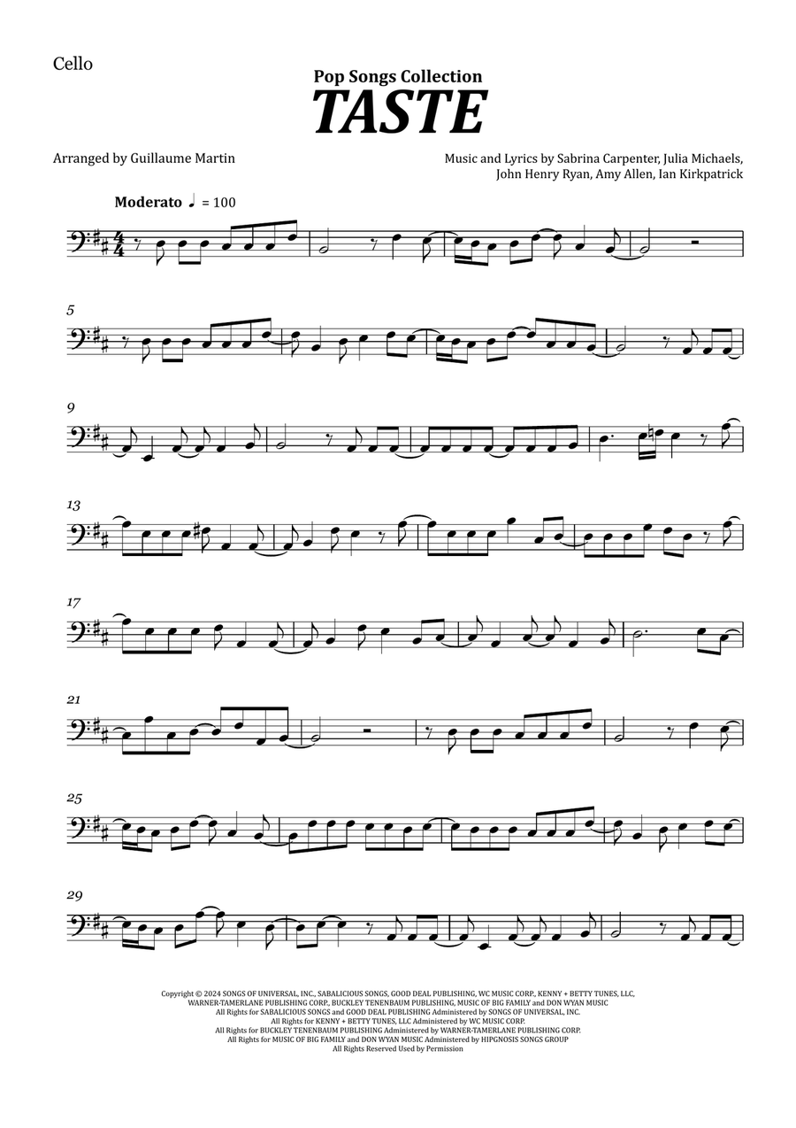 Taste Cello Solo scores gallery preview page 1