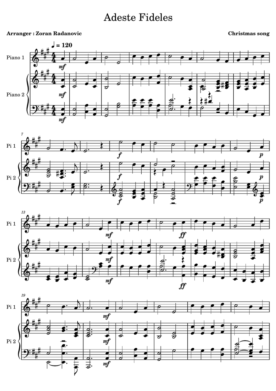 Adeste Fideles - for piano duet Piano Duet scores gallery preview page 1