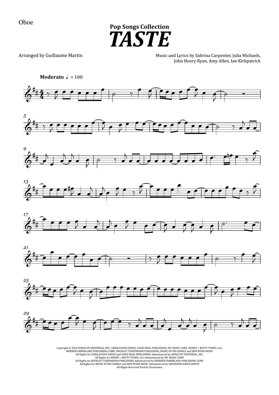 Taste Oboe Solo scores gallery preview page 1