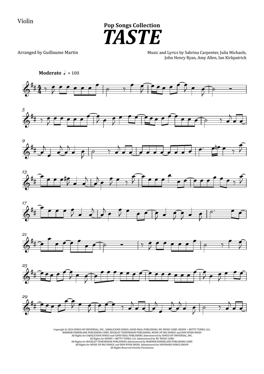 Taste Violin Solo scores gallery preview page 1