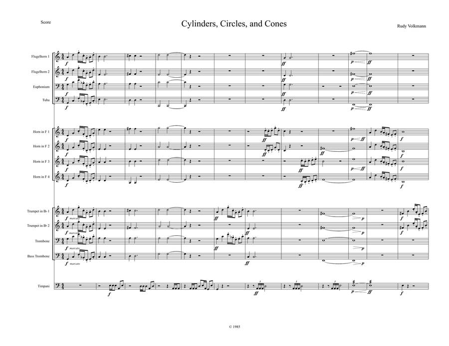 Cylinders, Circles, and Cones Brass Ensemble scores gallery preview page 1