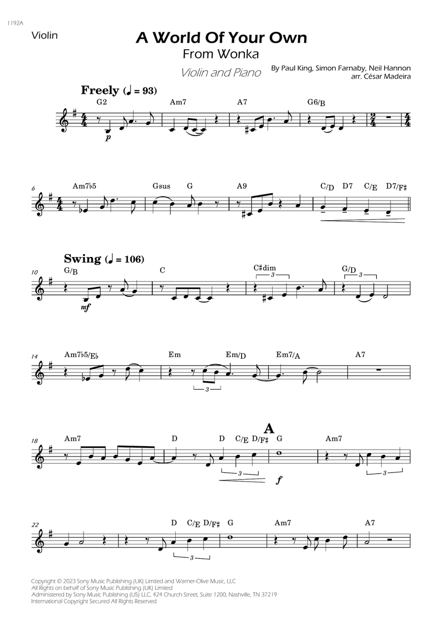 A World Of Your Own A World Of Your Own Violin Solo scores gallery preview page 1