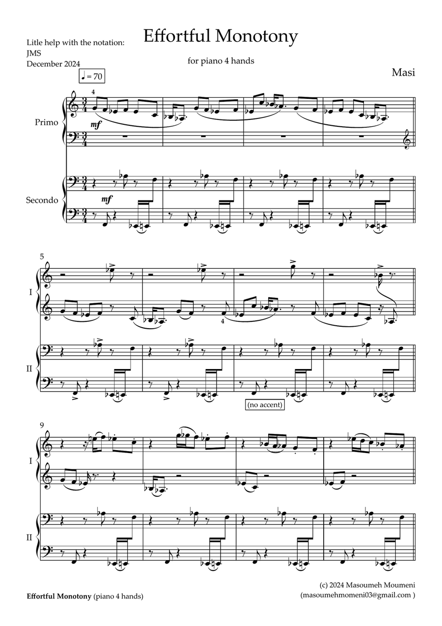Effortful Monotony Effortful Monotony Piano Method scores gallery preview page 1