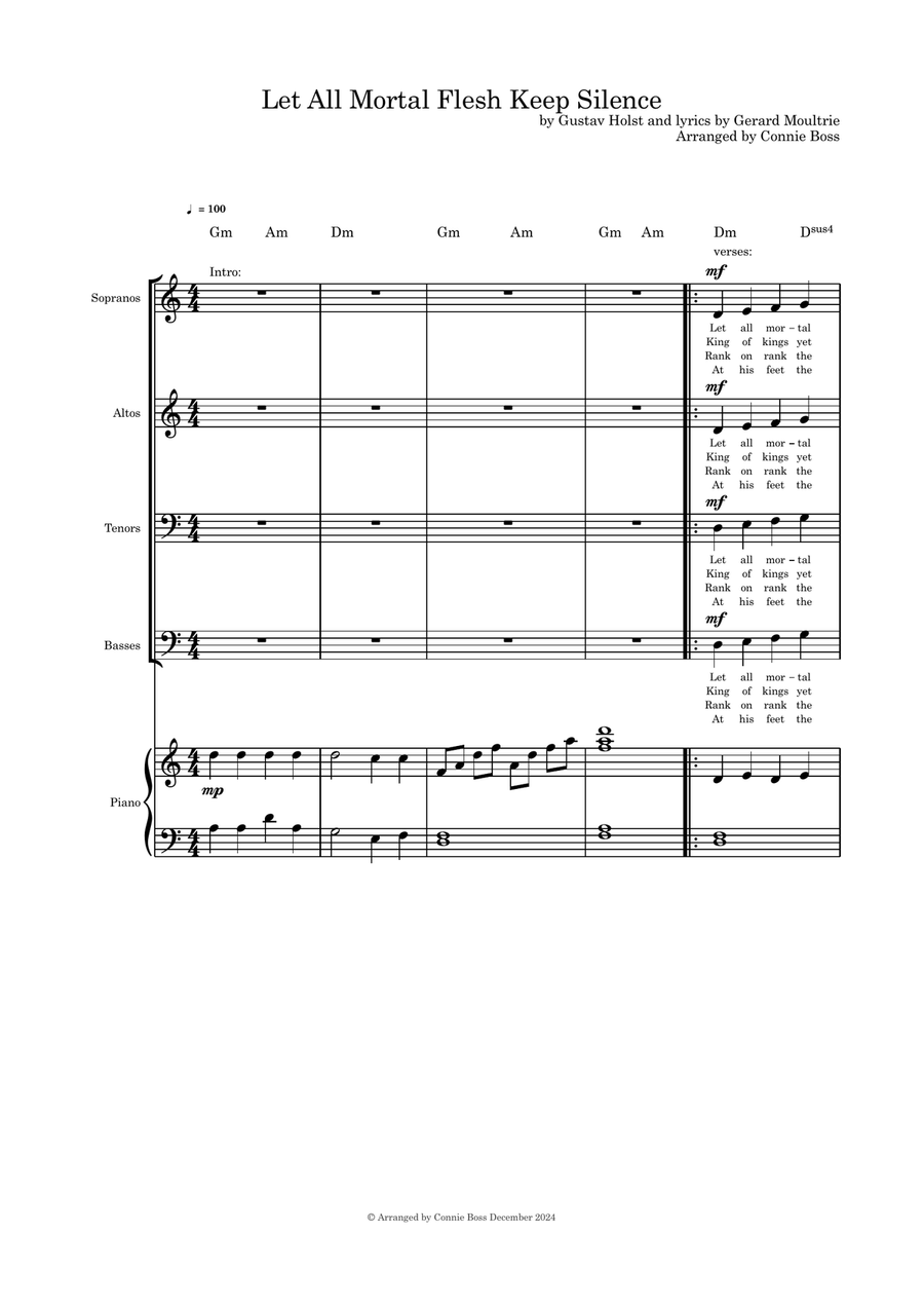 Let All Mortal Flesh Keep Silence SATB and Piano 4-Part scores gallery preview page 1