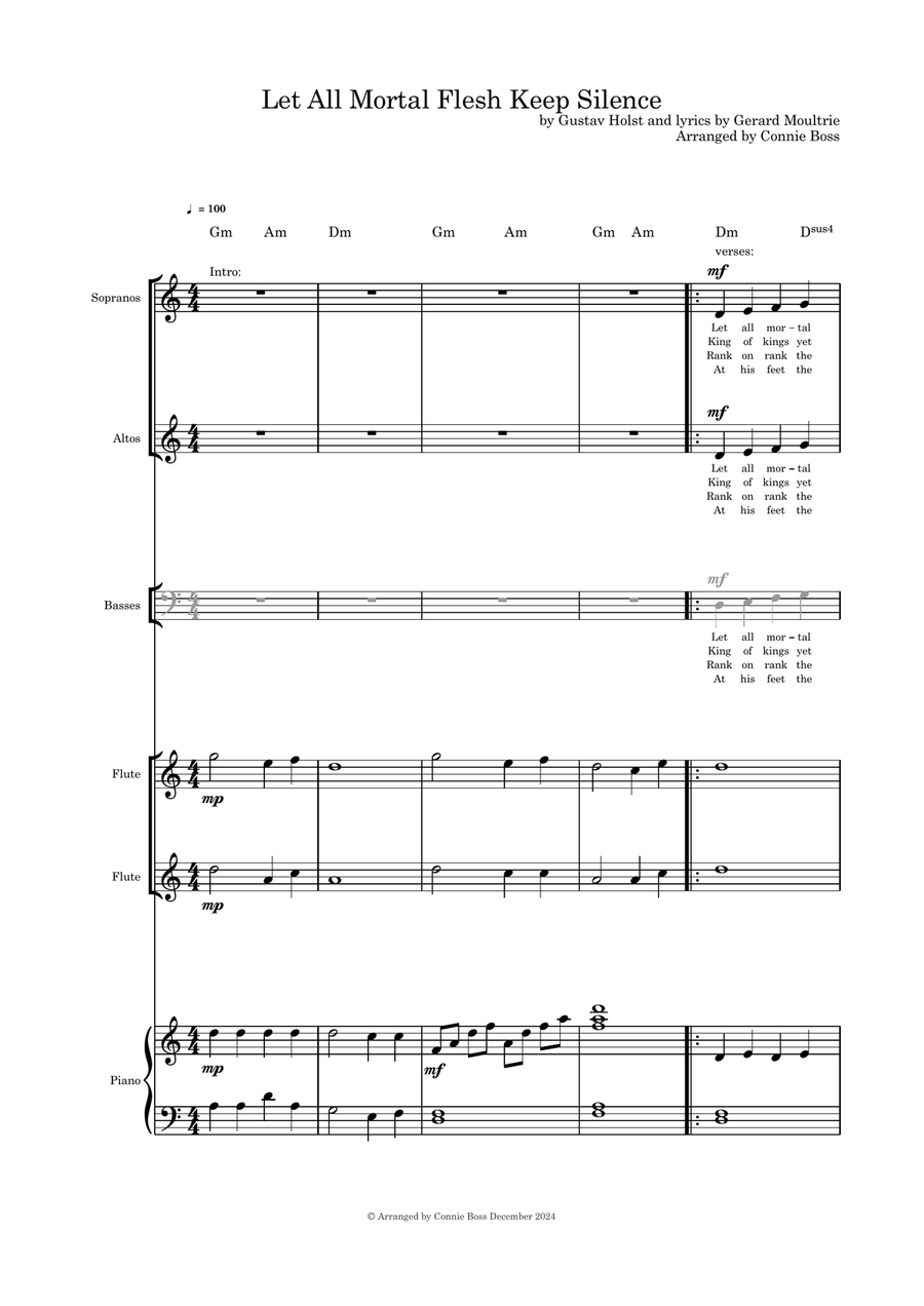 Let All Mortal Flesh Keep Silence Vocal duet flute duet and Piano Flute Duet scores gallery preview page 1