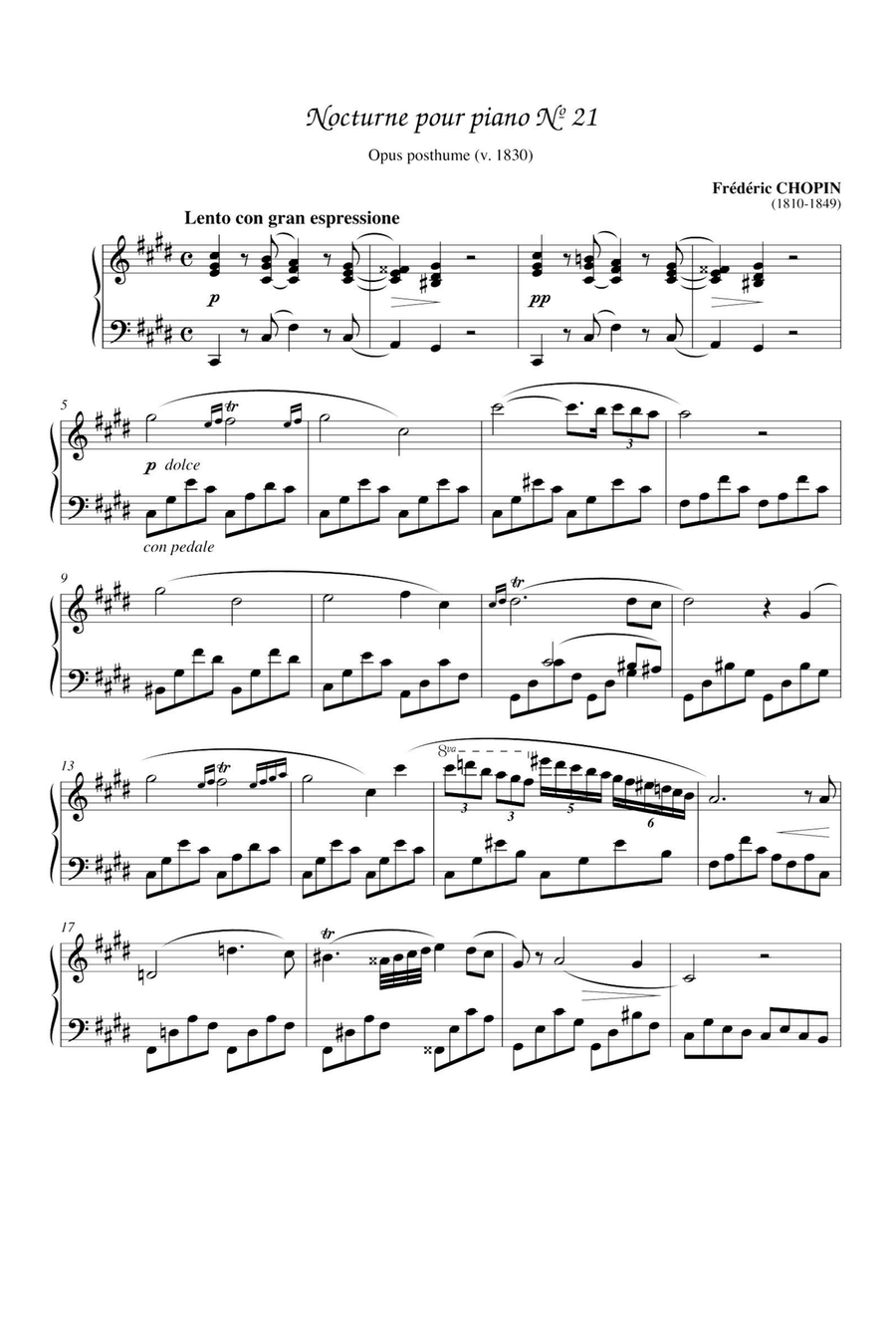 Nocturne in C minor - Fryderyk Franciszek Chopin Piano Solo scores gallery preview page 1