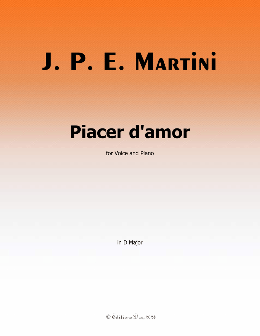 Plaisir d'Amour, by Jean Paul Egide Martini, in D Major Piano, Vocal scores gallery preview page 1