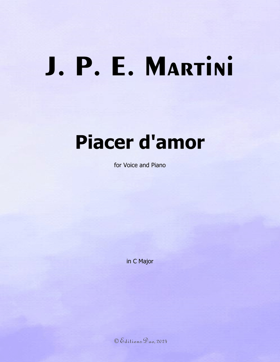 Plaisir d'Amour, by Jean Paul Egide Martini, in C Major Piano, Vocal scores gallery preview page 1
