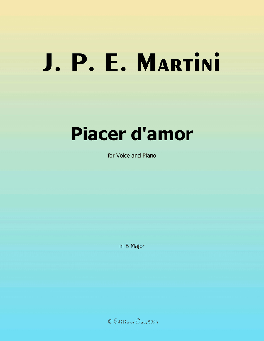 Plaisir d'Amour, by Jean Paul Egide Martini, in B Major Piano, Vocal scores gallery preview page 1