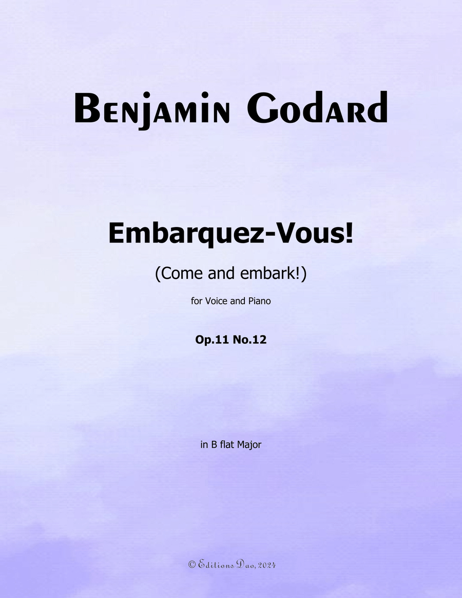 Embarquez-Vous, by Benjamin Godard, in B flat Major Piano, Vocal scores gallery preview page 1