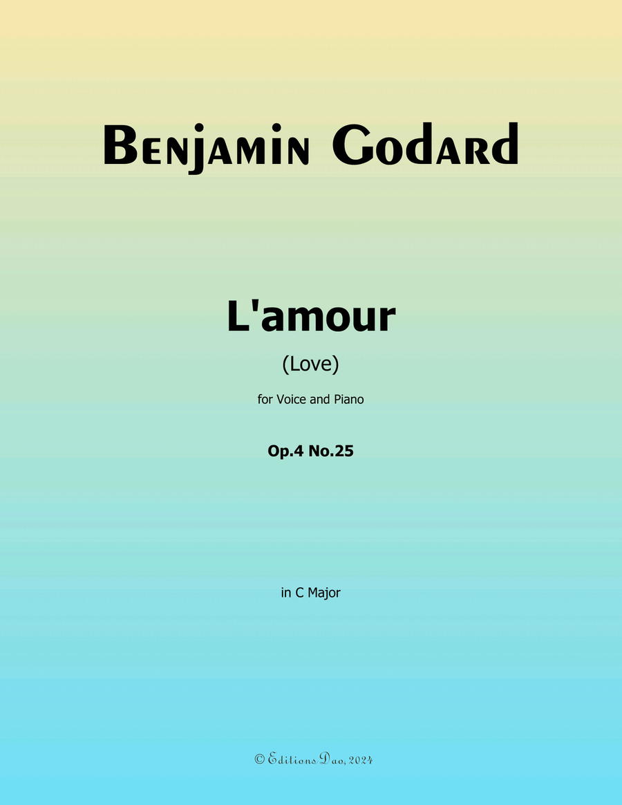 L'amour, by Benjamin Godard, in C Major Piano, Vocal scores gallery preview page 1