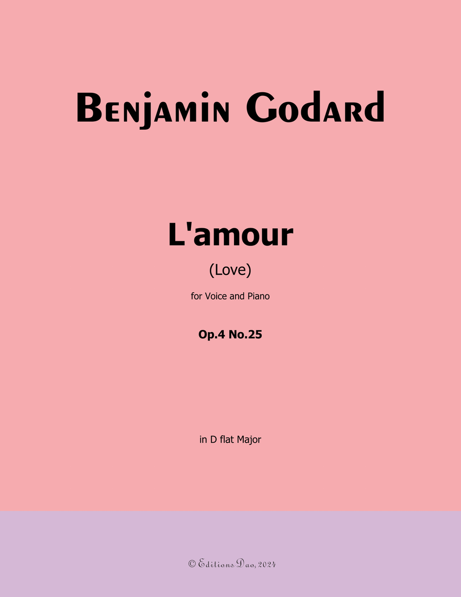 L'amour, by Benjamin Godard, in D flat Major Piano, Vocal scores gallery preview page 1