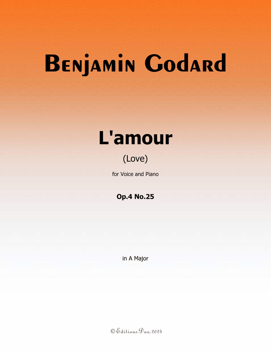 L'amour, by Benjamin Godard, in A Major Piano, Vocal scores gallery preview page 1