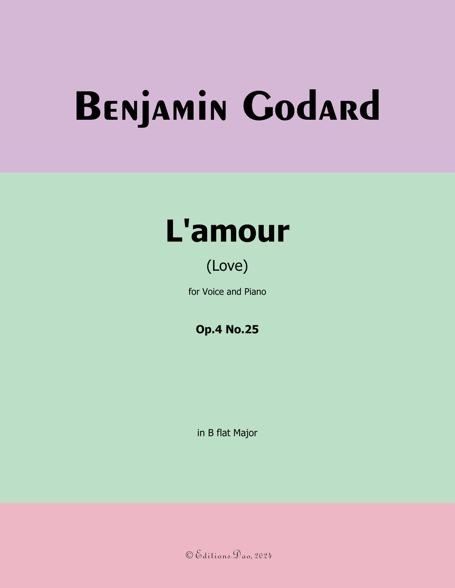 L'amour, by Benjamin Godard, in B flat Major Piano, Vocal scores gallery preview page 1