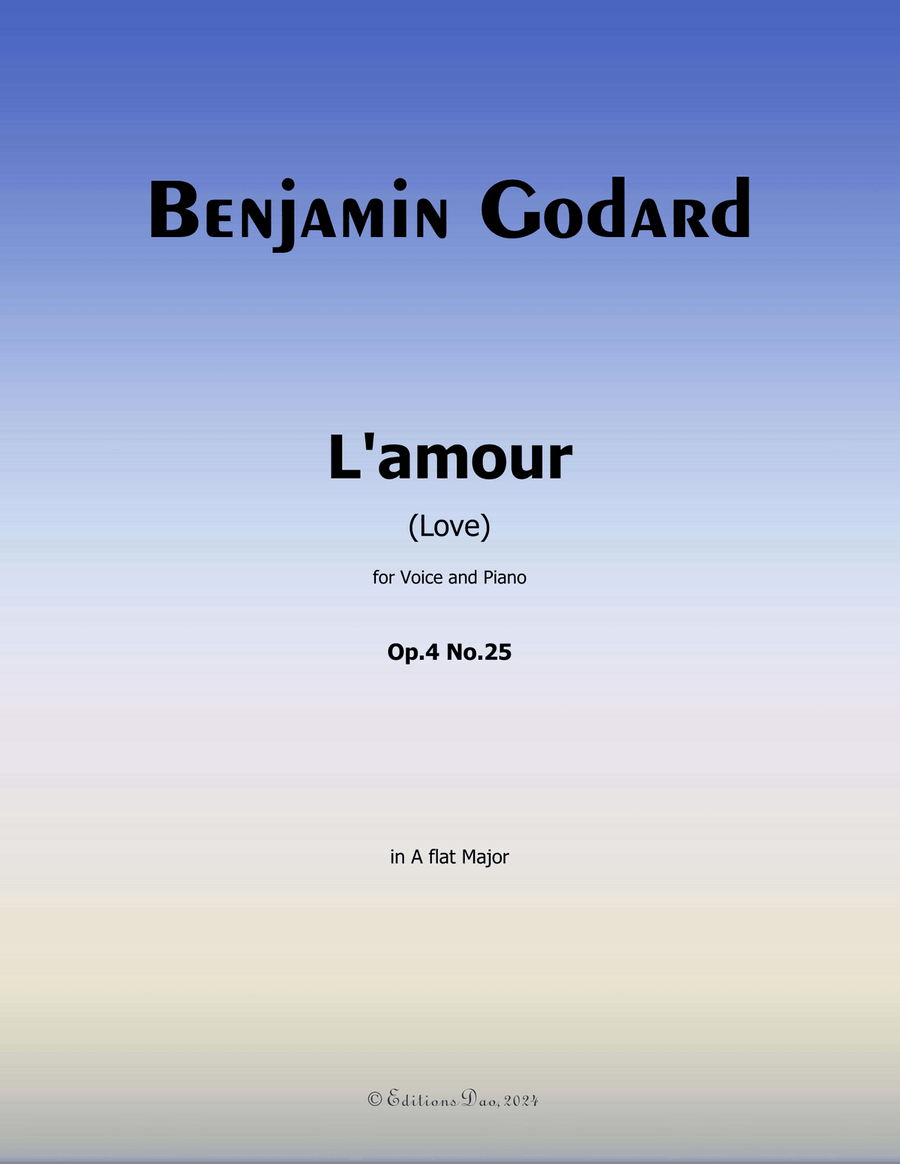 L'amour, by Benjamin Godard, in A flat Major Piano, Vocal scores gallery preview page 1