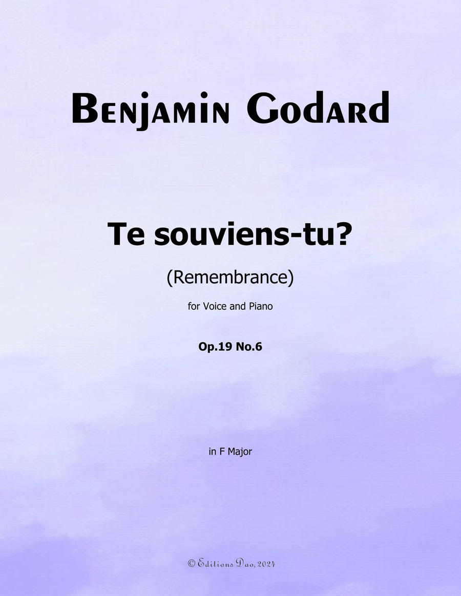 Te souviens-tu? by Benjamin Godard, in F Major Piano, Vocal scores gallery preview page 1