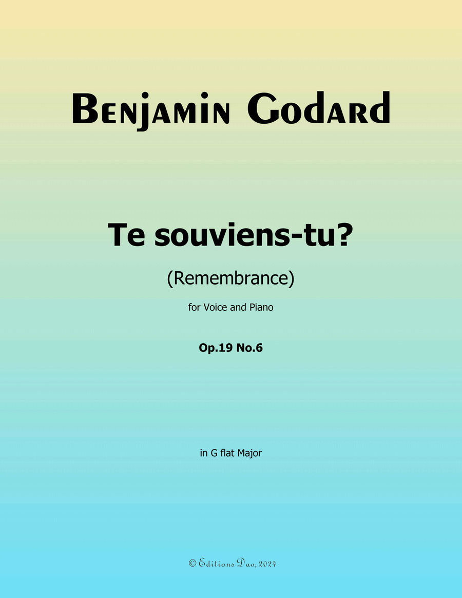 Te souviens-tu? by Benjamin Godard, in G flat Major Piano, Vocal scores gallery preview page 1