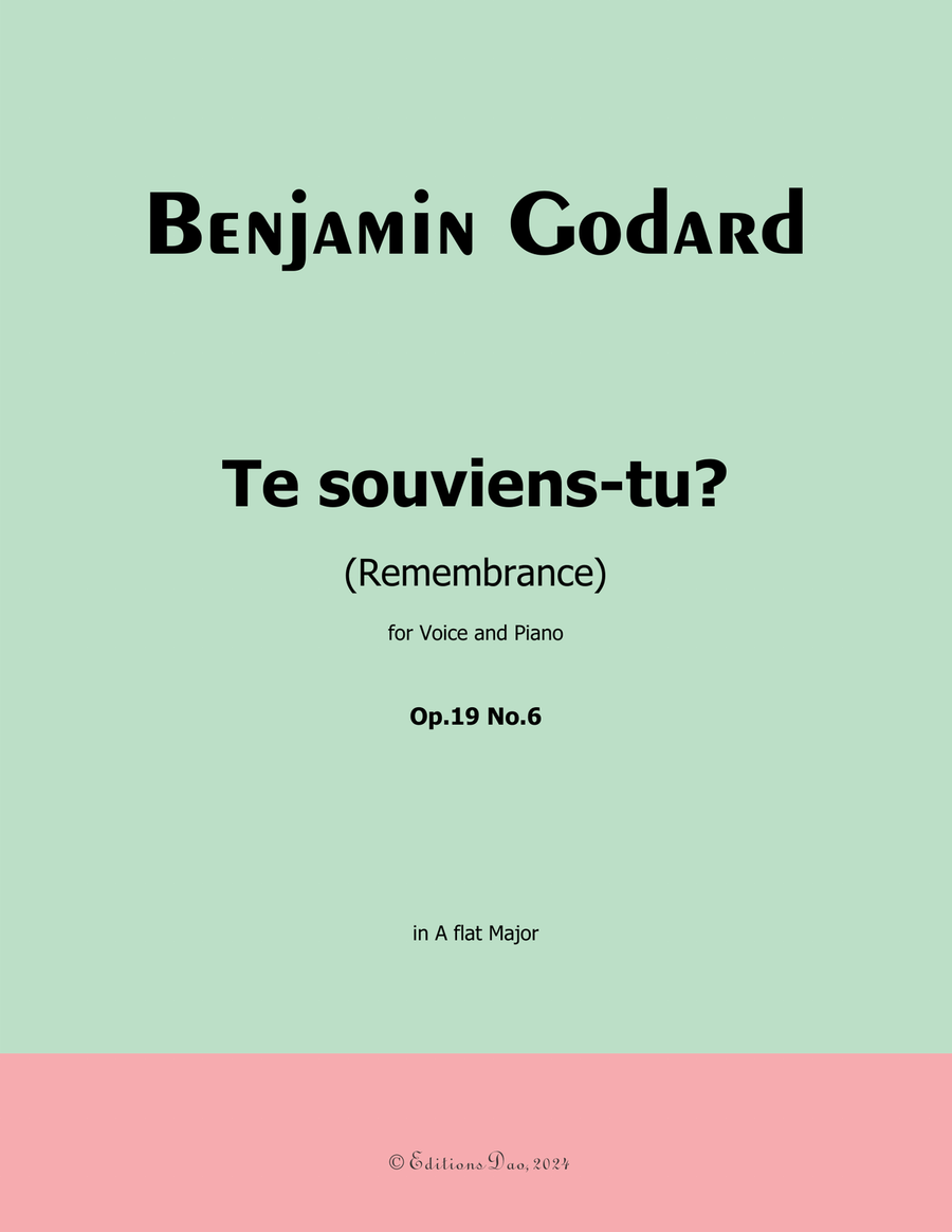 Te souviens-tu? by Benjamin Godard, in A flat Major Piano, Vocal scores gallery preview page 1