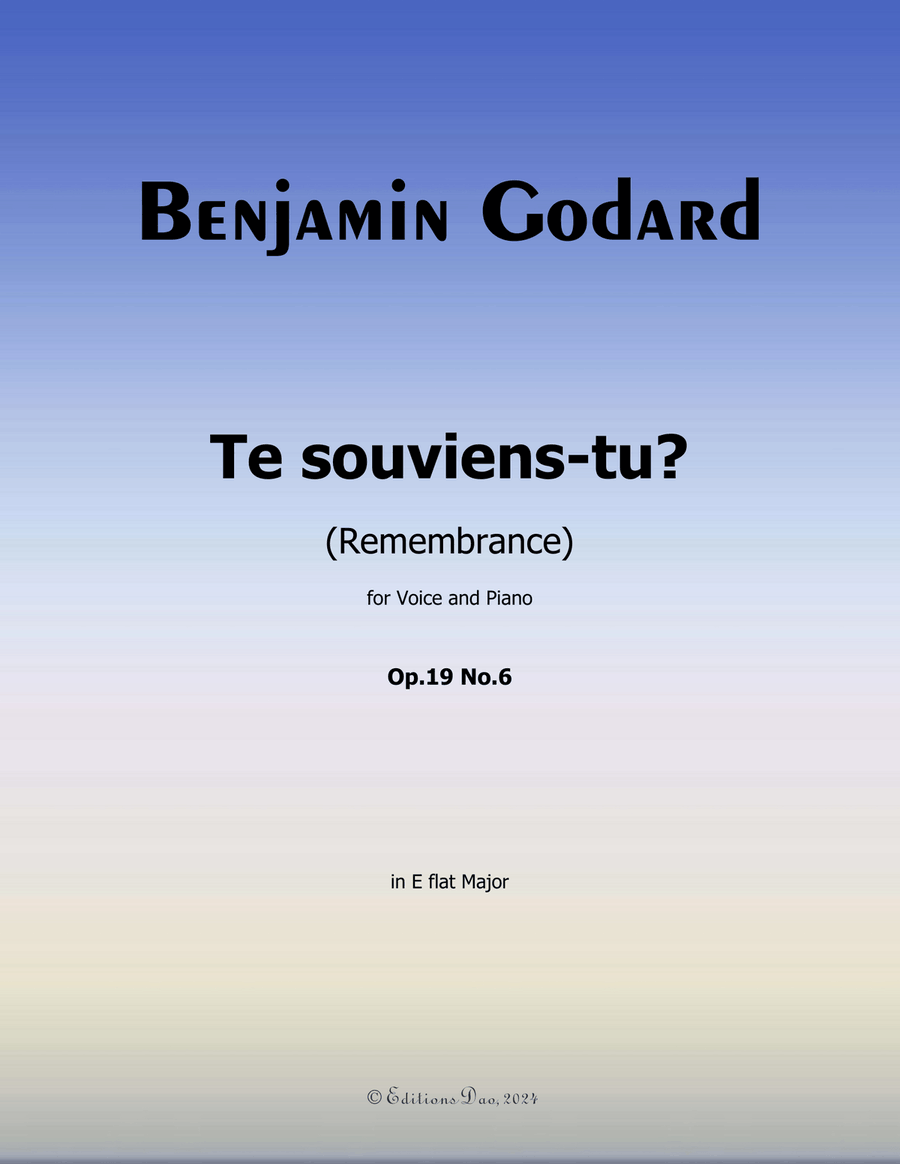 Te souviens-tu? by Benjamin Godard, in E flat Major Piano, Vocal scores gallery preview page 1