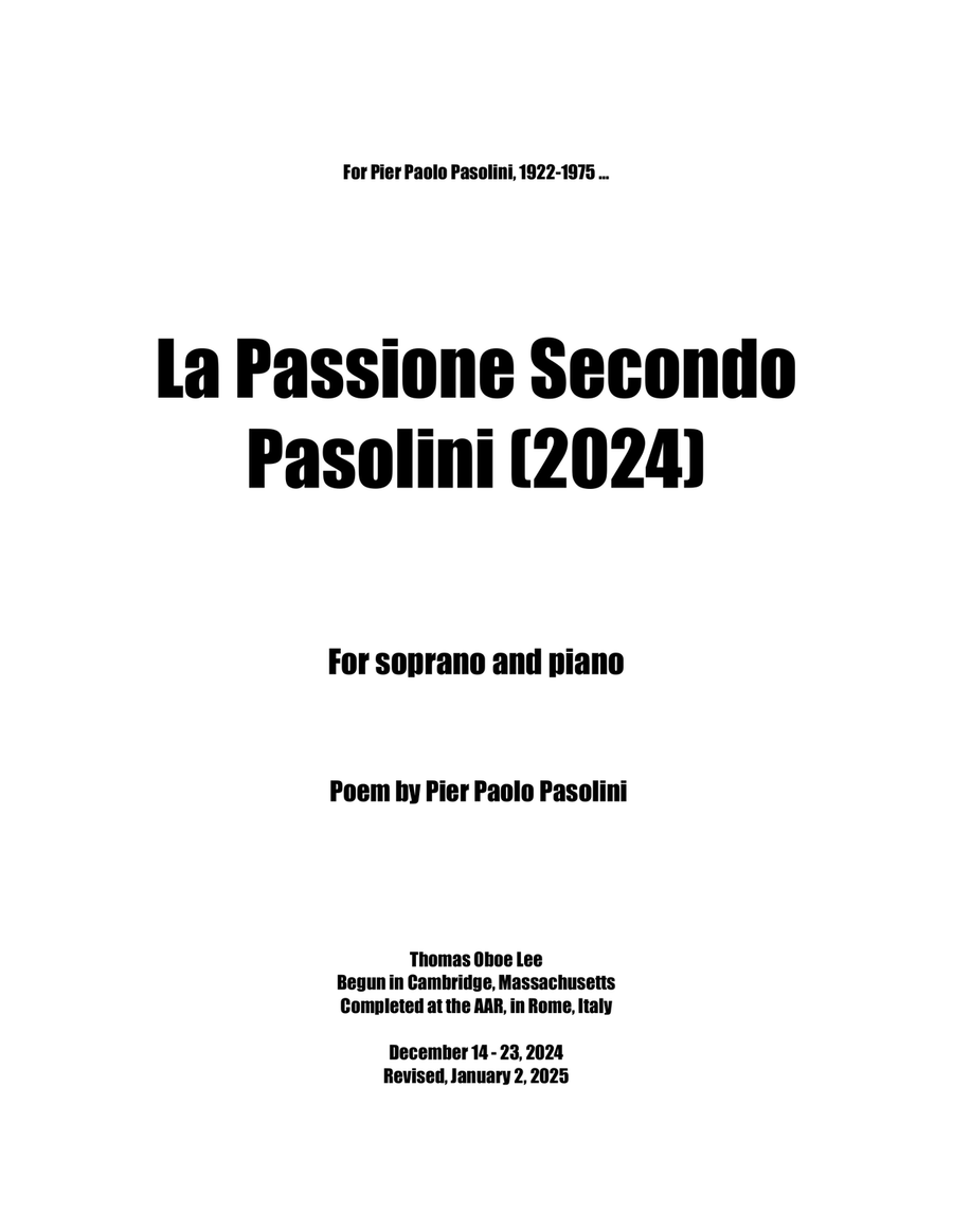 La Passione Secondo Pasolini (2024) Chamber Music scores gallery preview page 1
