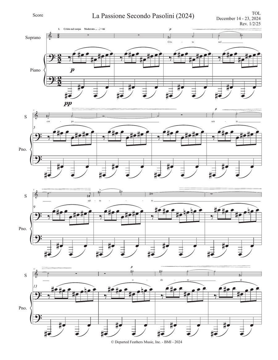 La Passione Secondo Pasolini (2024) Chamber Music scores gallery preview page 1