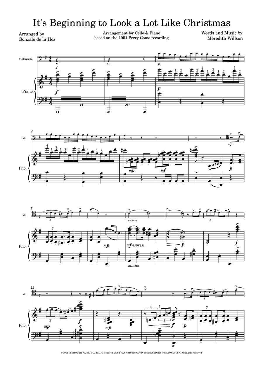 It's Beginning To Look Like Christmas Piano scores gallery preview page 1