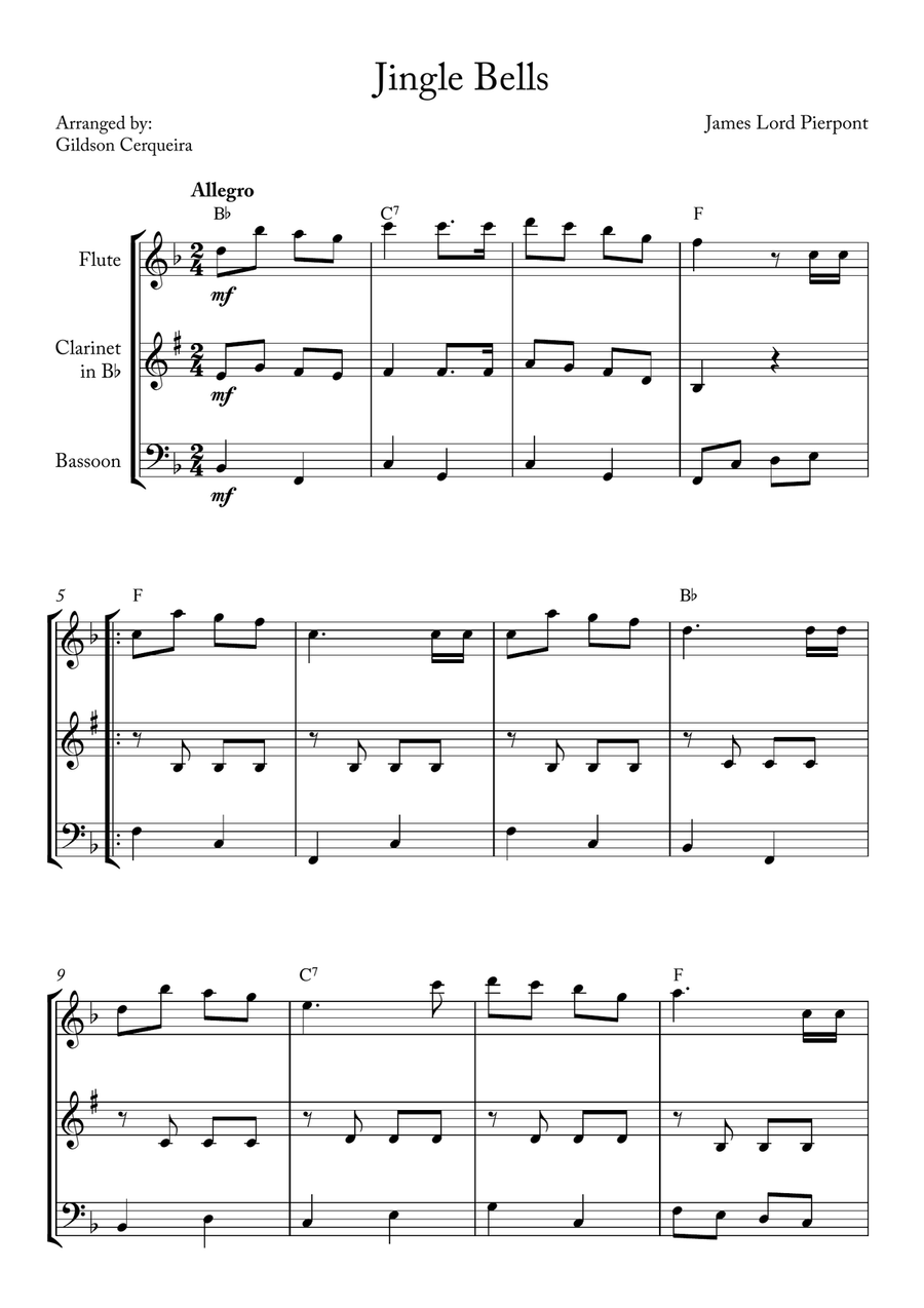 Jingle Bells Woodwind Trio scores gallery preview page 1