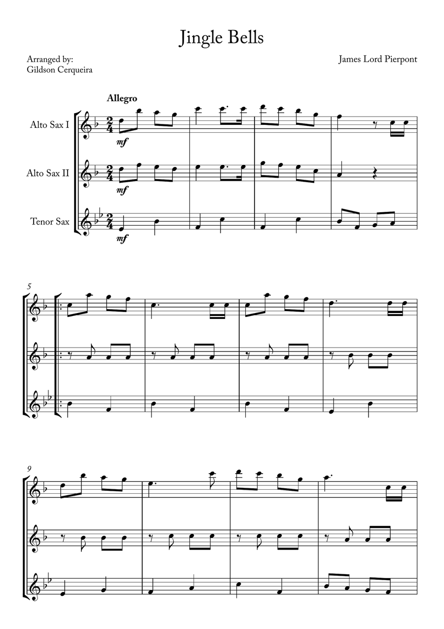 Jingle Bells Woodwind Trio scores gallery preview page 1