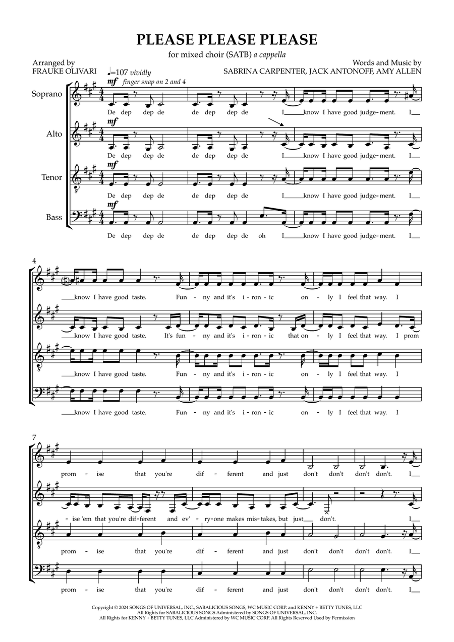 Please Please Please Please Please Please 4-Part scores gallery preview page 1