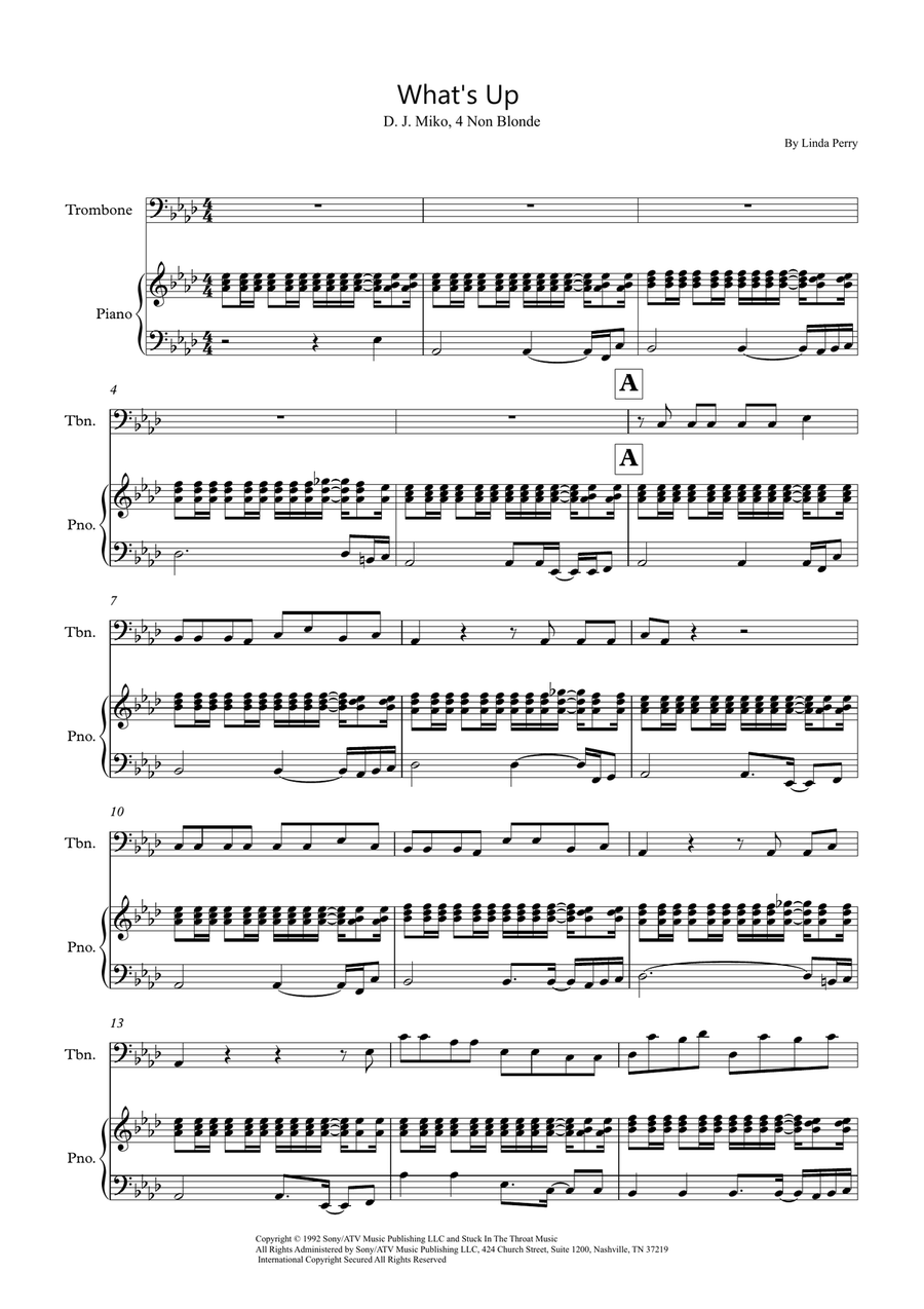 What's Up What's Up Piano scores gallery preview page 1