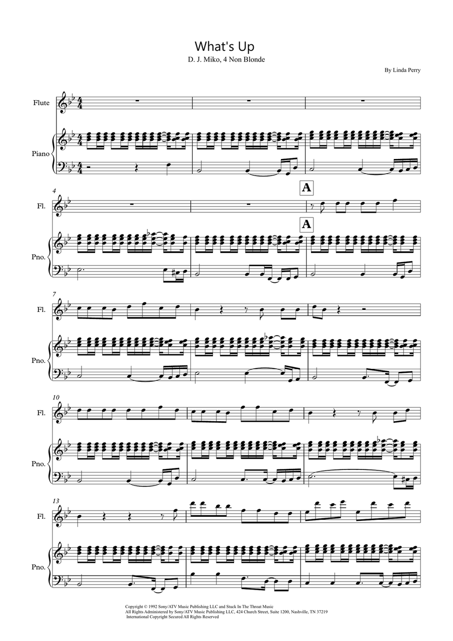 What's Up What's Up Flute Solo scores gallery preview page 1